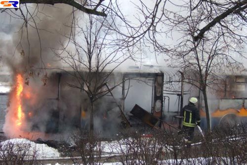 Пожар в автобусе в Вильнюсе. ФОТО