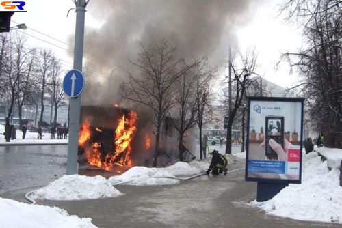 Пожар в автобусе в Вильнюсе. ФОТО