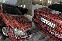 Мерседес Аладдина: по Киеву ездит S-класс в коврах