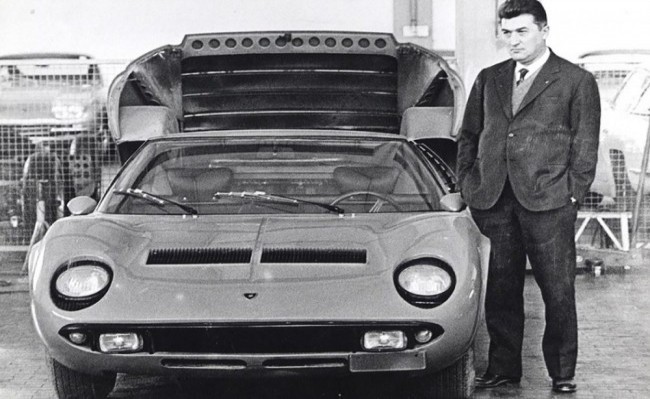 Ферруччо Ламборгини и первый Lamborghini Miura, 1966 год