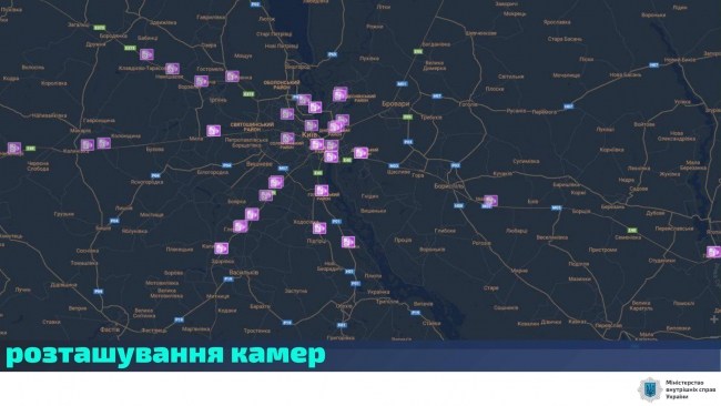 Местоположение комплексов автоматической фиксации в Киевской области